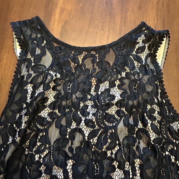 NWT MSLG Women Elegant Round Neck V-back Floral Lace Cocktail Party Dress Size L - Picture 6 of 16